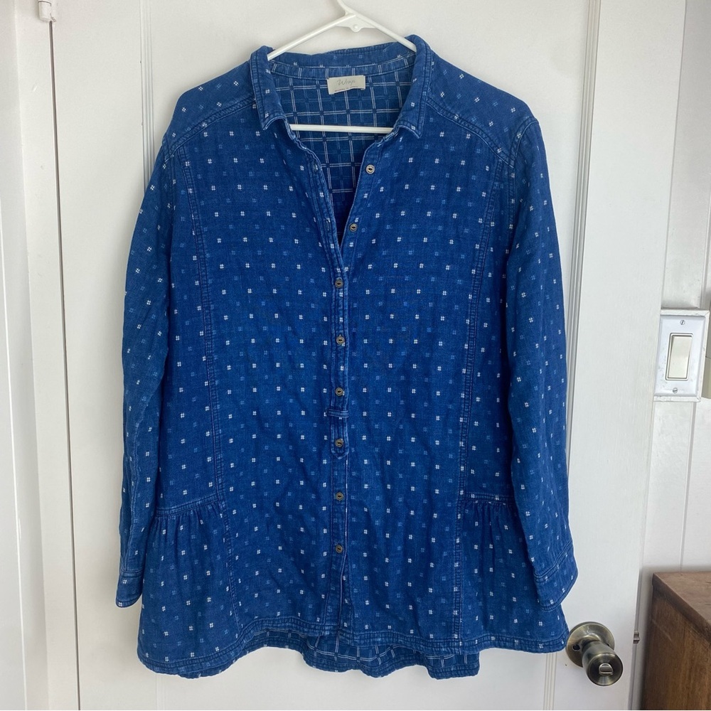 Anthropologie Wrap London Blue Button Down Denim Shirt